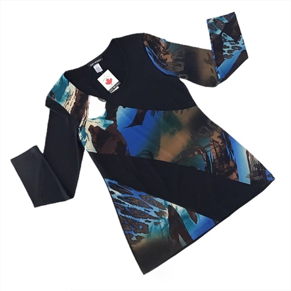 Softworks Abstract Pattern & Black Blocked Top, M - Picture 7 of 16